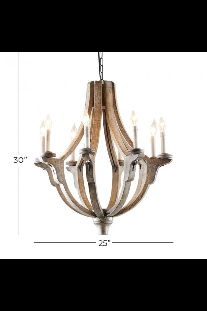 25"Wx30"H WOOD CHANDELIER  [201607] SHIPS BY PALLET ONLY
